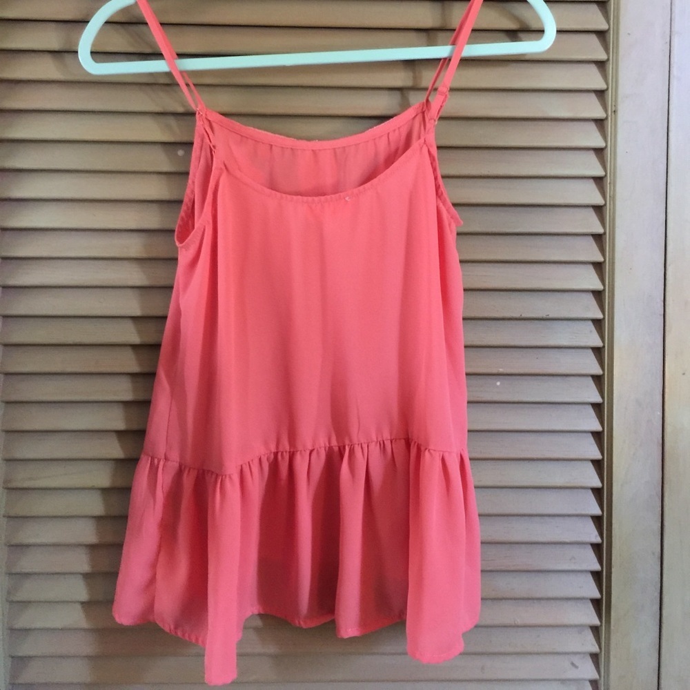 Peach camisole with lace insert on the front. - Picture 3 of 4